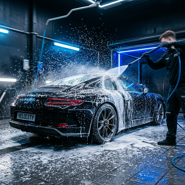 Express exterior car wash and interior vacuum service