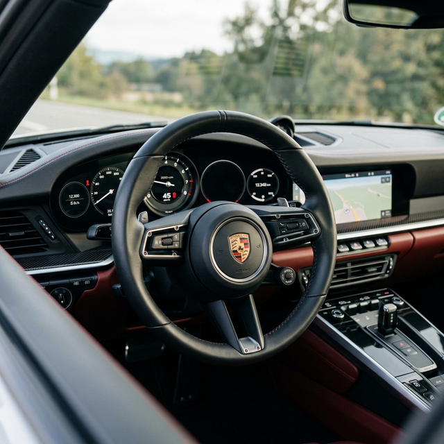 Immaculately detailed car dashboard and center console